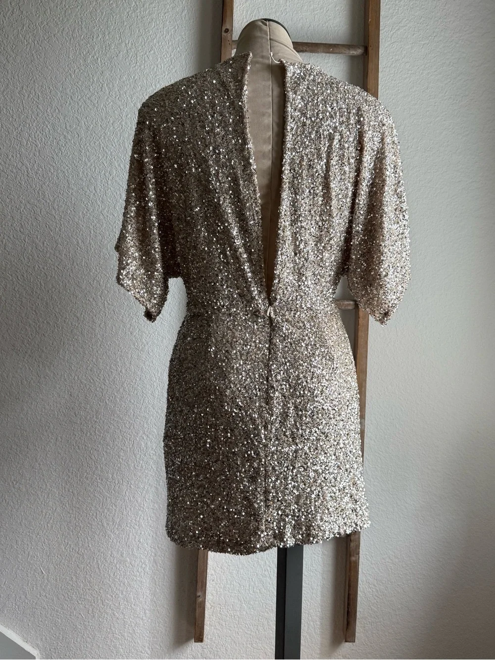 Zara Sequined Mini Wrap Dress Sz: Small - Picture 10 of 15